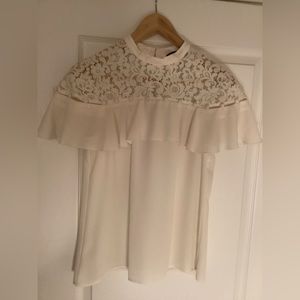 EXPRESS Mock Neck Lace Yoke Bottom blouse